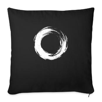 Arrière-plan de coup de pinceau circulaire - Housse de coussin décorative 45 x 45 cm - noir - Devant