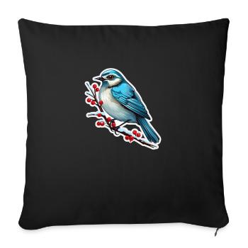 Oiseaux en hiver - Housse de coussin décorative 45 x 45 cm - noir - Devant