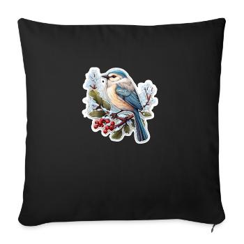 Birds in winter - Sofa pillowcase 17,3'' x 17,3'' (45 x 45 cm) - black - Front