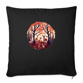 A Deer Family (Fall Collection #8) - Sofa pillowcase 17,3'' x 17,3'' (45 x 45 cm) - black - Front
