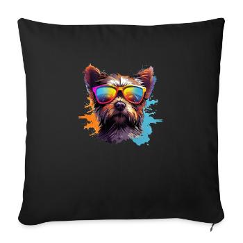 Cool Dog with Sunglasses Dog Design - Sofa pillowcase 17,3'' x 17,3'' (45 x 45 cm) - black - Front