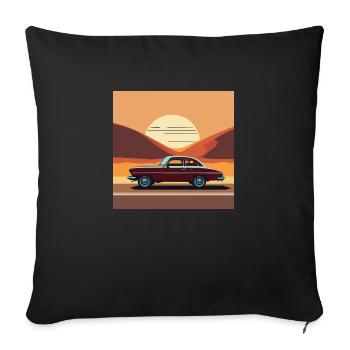 Auto / Oldtimer /Sonnenuntergang - Sofakissenbezug 45 x 45 cm - Schwarz - Vorne