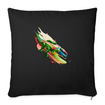 Crocodile surfs on color - Sofa pillowcase 17,3'' x 17,3'' (45 x 45 cm) - black - Front