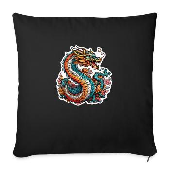 dragon asiatique - japon - chinois - Housse de coussin décorative 45 x 45 cm - noir - Devant