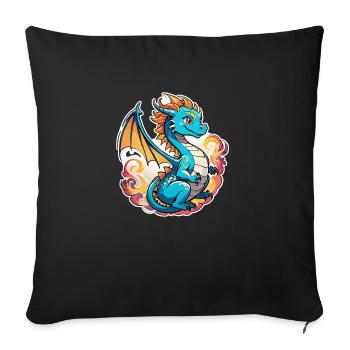 bébé dragon asiatique - japon - chinoise - Housse de coussin décorative 45 x 45 cm - noir - Devant