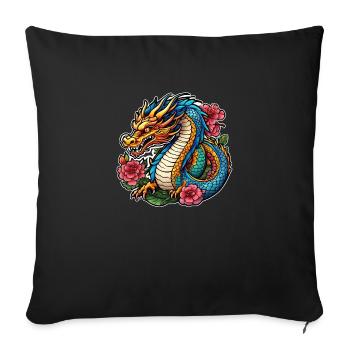 dragon asiatique - japon - chinois - Housse de coussin décorative 45 x 45 cm - noir - Devant
