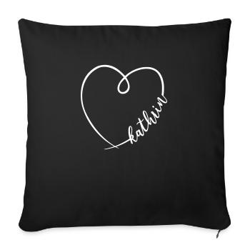 Kathrin Nom Calligraphie Coeur - Housse de coussin décorative 45 x 45 cm - noir - Devant