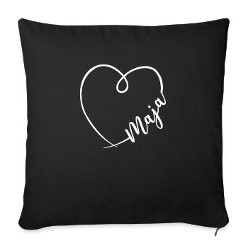 Maja Name Calligraphy Heart - Sofa pillowcase 17,3'' x 17,3'' (45 x 45 cm) - black - Front