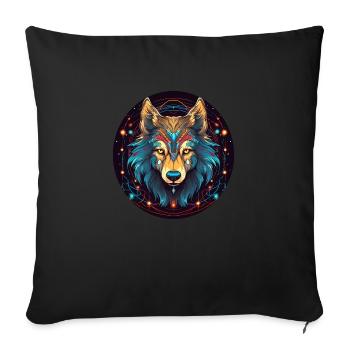 Wolf with Ornament, Love Wolfs - Sofa pillowcase 17,3'' x 17,3'' (45 x 45 cm) - black - Front