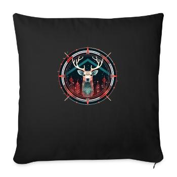 Deer in Ornament, Love Deers - Sofa pillowcase 17,3'' x 17,3'' (45 x 45 cm) - black - Front