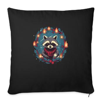 Racoon avec des ratons laveurs Xmas Elements - Housse de coussin décorative 45 x 45 cm - noir - Devant