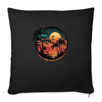 Beautiful sunset on an island in the ocean - Sofa pillowcase 17,3'' x 17,3'' (45 x 45 cm) - black - Front
