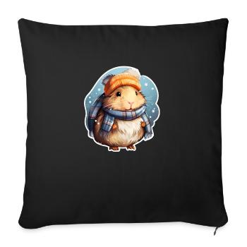 Winter guinea pig - Sofa pillowcase 17,3'' x 17,3'' (45 x 45 cm) - black - Front