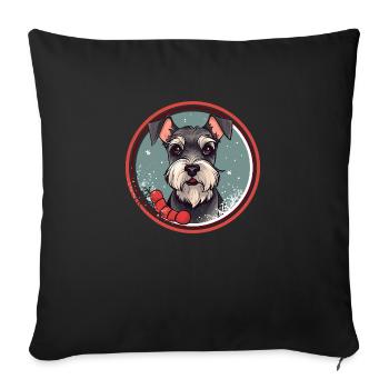 Schnauzer nain chien Noël, Love Dogs - Housse de coussin décorative 45 x 45 cm - noir - Devant