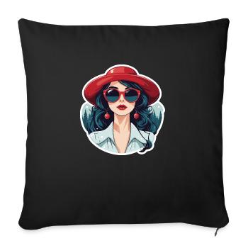 Girl Christmas Illustration - Sofa pillowcase 17,3'' x 17,3'' (45 x 45 cm) - black - Front