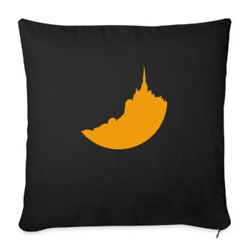 Mont Saint Michel with a yellow silhouette - Sofa pillowcase 17,3'' x 17,3'' (45 x 45 cm) - black - Front