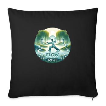 "Flow with Tai Chi" - Tranqu Tai Chi Design - Sofa pillowcase 17,3'' x 17,3'' (45 x 45 cm) - black - Front