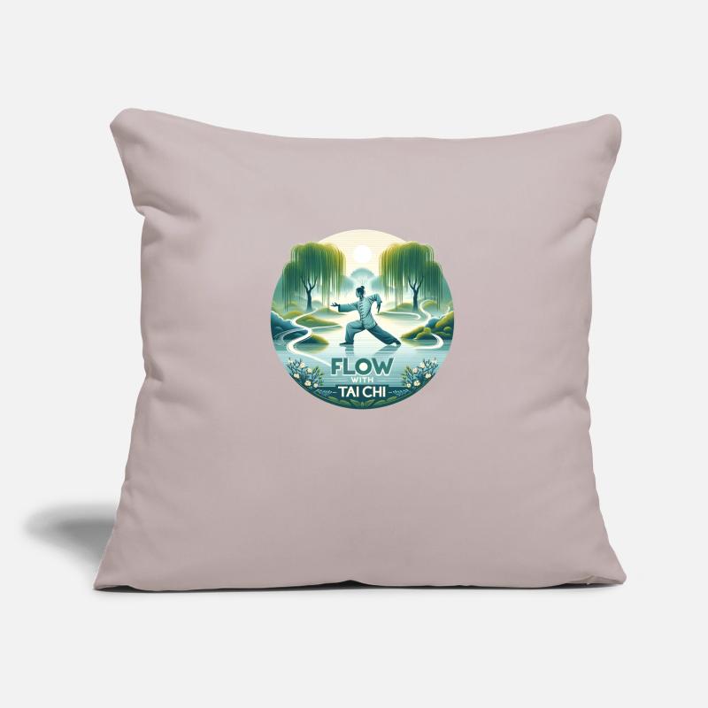 "Flow with Tai Chi" - Conception de Tai Chi tranqu Housse de coussin décorative 45 x 45 cm