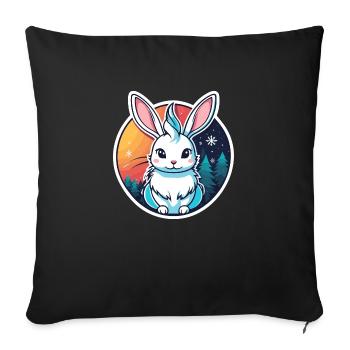 Illustration de Noël lapin - Housse de coussin décorative 45 x 45 cm - noir - Devant