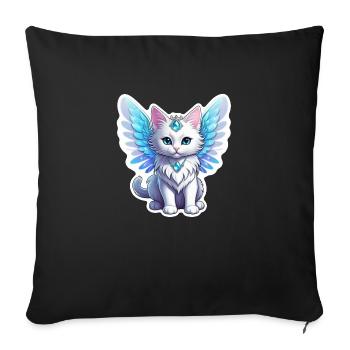 chat avec des ailes - Housse de coussin décorative 45 x 45 cm - noir - Devant