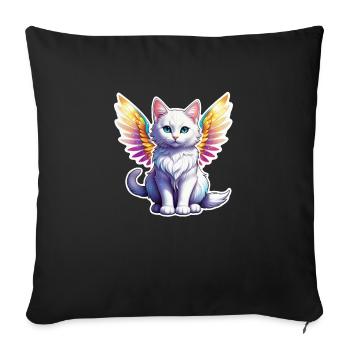 chat avec des ailes - Housse de coussin décorative 45 x 45 cm - noir - Devant