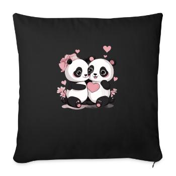 Be My Valentine Panda - Sofa pillowcase 17,3'' x 17,3'' (45 x 45 cm) - black - Front