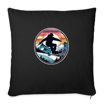 snowboard neige et ski - Housse de coussin décorative 45 x 45 cm - noir - Devant