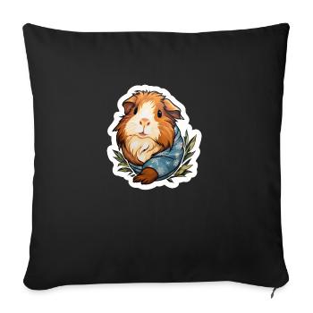 Guinea pig with snowsuit - Sofa pillowcase 17,3'' x 17,3'' (45 x 45 cm) - black - Front