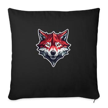 loup tatouage - Housse de coussin décorative 45 x 45 cm - noir - Devant