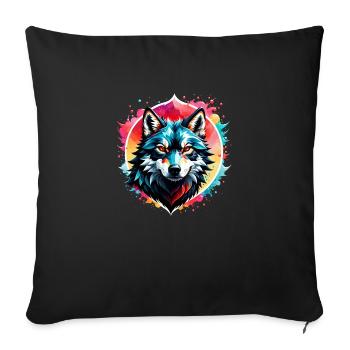 Wolf Tattoo - Sofa pillowcase 17,3'' x 17,3'' (45 x 45 cm) - black - Front
