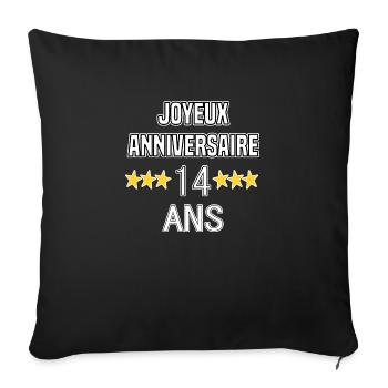 Joyeux Anniversaire 14 Ans - Housse de coussin décorative 45 x 45 cm - noir - Devant
