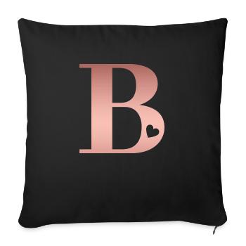 letter B rose gold - Sofa pillowcase 17,3'' x 17,3'' (45 x 45 cm) - black - Front