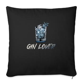 Gin Lover ein Drink geht immer - Sofakissenbezug 45 x 45 cm - Schwarz - Vorne