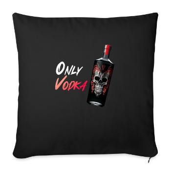 Seul crâne d’amateur d’alcool à la vodka - Housse de coussin décorative 45 x 45 cm - noir - Devant
