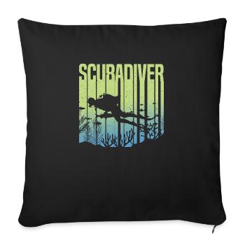 Scuba Diver Underwater Exploration Shark Diving - Sofakissenbezug 45 x 45 cm - Schwarz - Vorne