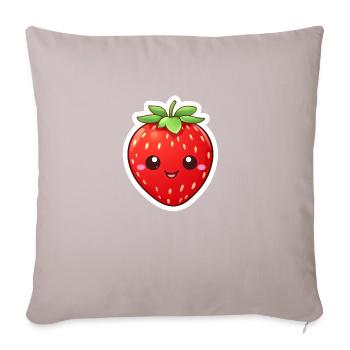 Erdbeere süß Kawaii - Sofakissenbezug 45 x 45 cm - helles Taupe - Vorne