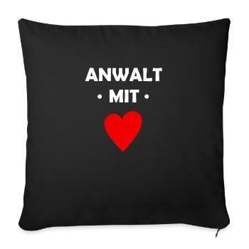 Anwalt mit Herz - Rechtsanwalt - Jurist - Sofakissenbezug 45 x 45 cm - Schwarz - Vorne