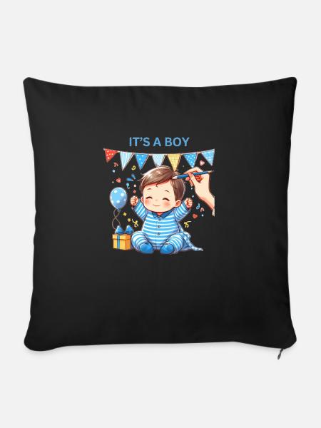 It s a Boy - Sofakissenbezug 45 x 45 cm - Schwarz