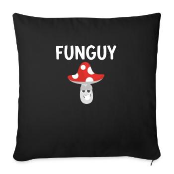 Fun guy drôle T-shirt sérigraphié champignon humour - Housse de coussin décorative 45 x 45 cm - noir - Devant