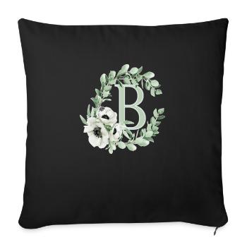 Buchstabe B mit Blumen - Sofakissenbezug 45 x 45 cm - Schwarz - Vorne