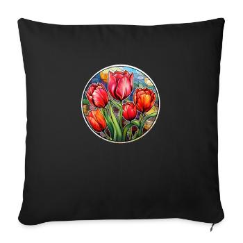 Champ de tulipes - Housse de coussin décorative 45 x 45 cm - noir - Devant