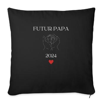 Futur papa 2024 - Housse de coussin décorative 45 x 45 cm - noir - Devant