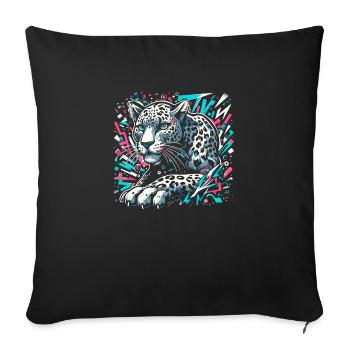 Léopard Street art - Housse de coussin décorative 45 x 45 cm - noir - Devant