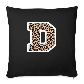 lettre D motif léopard -idée cadeau d’anniversaire - Housse de coussin décorative 45 x 45 cm - noir - Devant