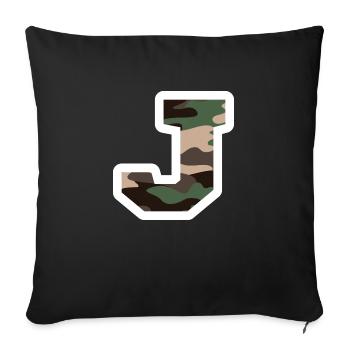 Buchstabe J Militärische Tarnung - Geschenkidee - Sofakissenbezug 45 x 45 cm - Schwarz - Vorne
