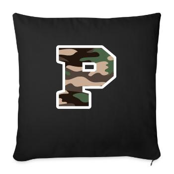 Buchstabe P Militärische Tarnung - Geschenkidee - Sofakissenbezug 45 x 45 cm - Schwarz - Vorne