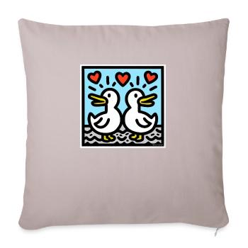 L’amour du canard - Housse de coussin décorative 45 x 45 cm - taupe clair - Devant