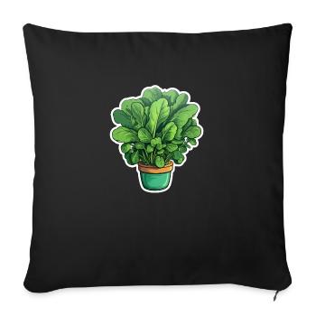 Spinach in a pot - Sofa pillowcase 17,3'' x 17,3'' (45 x 45 cm) - black - Front