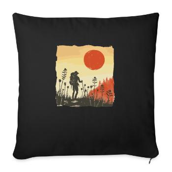 Randonnée, Randonnée, Montagnes, Nature, Camping, Sommet, Alpes - Housse de coussin décorative 45 x 45 cm - noir - Devant