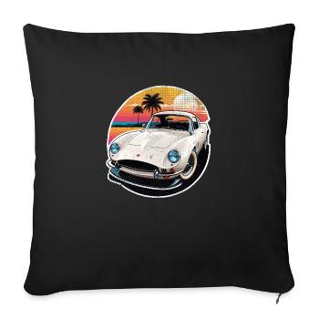 voiture vintage couché de soleil - Housse de coussin décorative 45 x 45 cm - noir - Devant